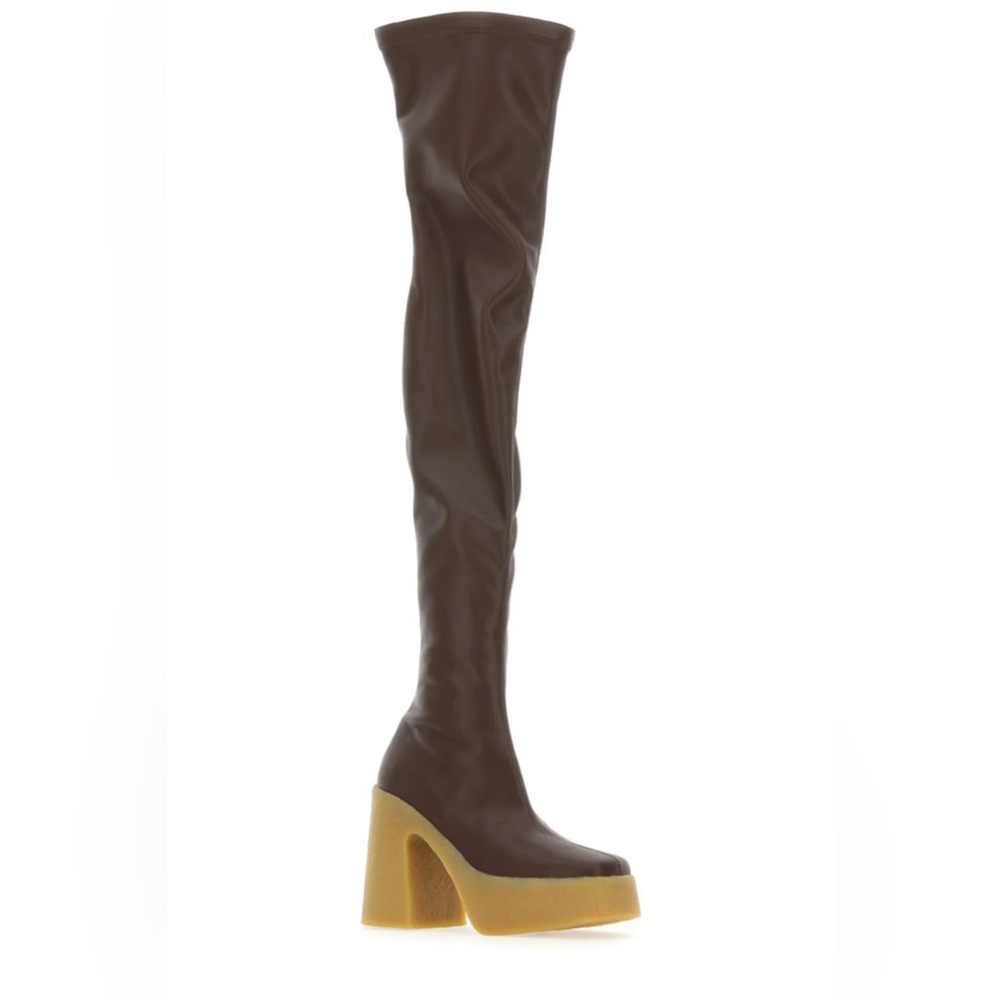 New Season Stella McCartney Skyla Square-Toe Above-Knee Boots Size 41.